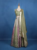 Green and Pink Floral Mirror Designed Banarasi Silk Lehenga for Bridesmaid - Diadem
