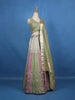 Green and Pink Floral Mirror Designed Banarasi Silk Lehenga for Bridesmaid - Diadem