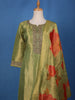 Green loral Design Sequins Banarasi Silk Salwar Suit - Diadem