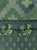 Green And Grey Ikat Design Art Silk Saree with Contrast Dark Green Embroidered Blouse