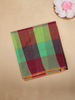 Green and Maroon Checked Design Cotton Saree with Contrast Border