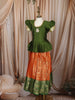 Green and Orange Zari Woven Design Art Silk Kids Pattu Pavadai