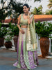 Green and Pink Floral Mirror Designed Banarasi Silk Lehenga for Bridesmaid - Diadem