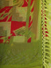 Green and Red Abstract Printed Chiffon Saree with Stone Embellished Border