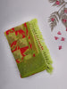 Green and Red Abstract Printed Chiffon Saree with Stone Embellished Border