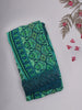 Green and Teal Floral Printed Chiffon Saree with Stone Embellished Border