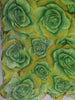 Green and Yellow Floral Printed Design Chiffon Saree