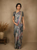 Grey Abstract Printed Design Semi Tussar Fancy Saree