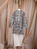 Grey Abstract Woven Design Cotton Kids Kurta Set
