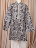 Grey Abstract Woven Design Cotton Kids Kurta Set