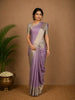 Grey And Purple Floral Woven Semi Tussar Saree