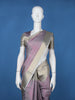 Grey And Purple Floral Woven Semi Tussar Saree
