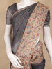 Gray Buttas Woven Tissue Saree With Peacock Border