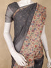 Gray Buttas Woven Tissue Saree With Peacock Border
