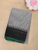 Grey Checked Woven Design Cotton Saree with Black Woven Border