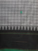 Grey Checked Woven Design Cotton Saree with Black Woven Border