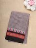 Grey Checked Woven Design Cotton Saree with Black Zari Woven Border