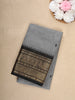 Grey Checks Design Cotton Saree with Black Zari Woven Border