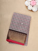 Grey Checks Design Cotton Saree with Black Zari Woven Border
