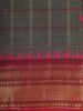 Grey Checks Design Cotton Saree with Red Zari Woven Border