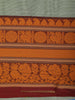Grey Cotton Saree With Rust Orange Woven Peacock And Floral Border