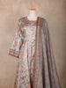 Grey Floral Design Cotton Palazzo Suit