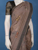 Grey Floral Design Pure Cotton Saree