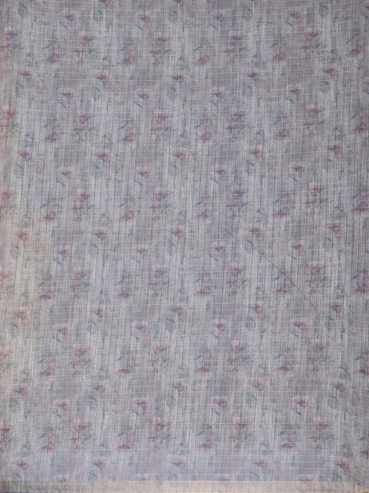 Grey Floral Design Tussar Silk Saree - Diadem