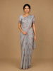 Grey Floral Designed Chiffon Saree