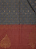 Grey Floral Designed Semi Tussar Saree With Contrast Border