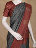 Grey Floral Designed Semi Tussar Saree With Contrast Border