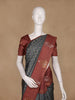 Grey Floral Designed Semi Tussar Saree With Contrast Border