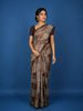 Grey Floral Designed Semi Tussar Saree