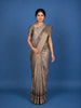 Grey Floral Designed Semi Tussar Saree