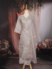 Grey Floral Embroidered Design Tissue Cotton Straight Cut Salwar Suit