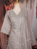 Grey Floral Embroidered Design Tissue Cotton Straight Cut Salwar Suit