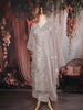 Grey Floral Embroidered Design Tissue Cotton Straight Cut Salwar Suit