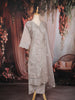 Grey Floral Embroidered Design Tissue Cotton Straight Cut Salwar Suit