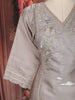 Grey Floral Embroidered Design Tissue Cotton Straight Cut Salwar Suit