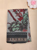 Grey Floral Printed Chanderi Cotton Saree with Black Zari Border