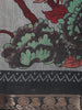 Grey Floral Printed Chanderi Cotton Saree with Black Zari Border