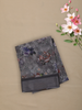 Grey Floral Printed Chiffon Saree with Self Woven Border