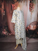 Grey Floral Printed Cotton Salwar Suit with Printed Dupatta