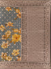 Grey Floral Printed Design Banarasi Saree with Contrast Zari Border