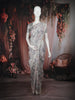 Grey Floral Printed Design Tussar Saree with Embroidered Lace Border