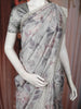 Grey Floral Printed Design Tussar Saree with Embroidered Lace Border