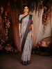 Grey Floral Printed Kota Cotton Saree with Contrast Woven Border