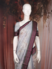 Grey Floral Printed Kota Cotton Saree with Contrast Woven Border