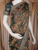 Grey Floral Printed Tissue Organza Saree with Embroidered Border