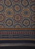 Grey Geometric Medallion Printed Design Mixed Cotton Saree with Contrast Border